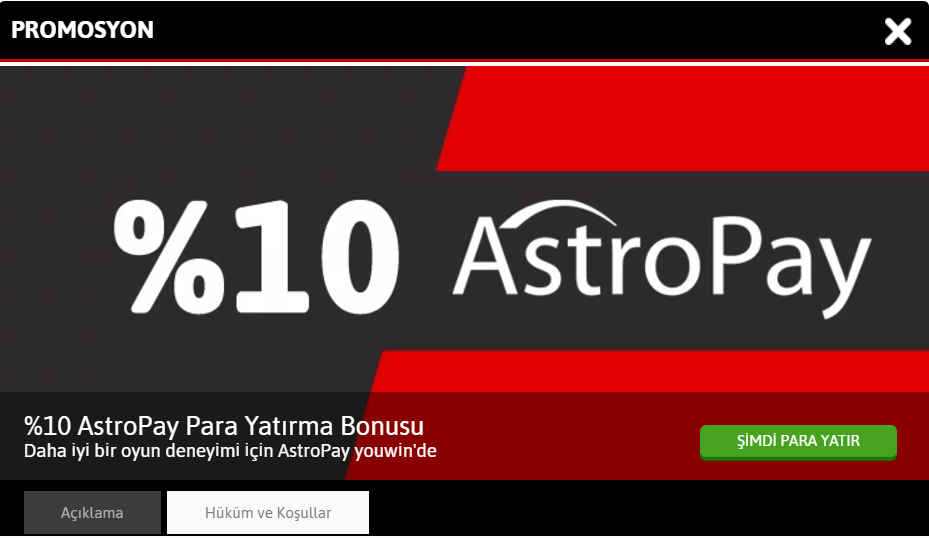 Youwin Astropay Para Yatırma Bonusu