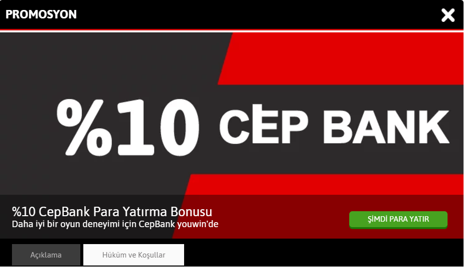 Youwin Cepbank Yatırım Bonusu